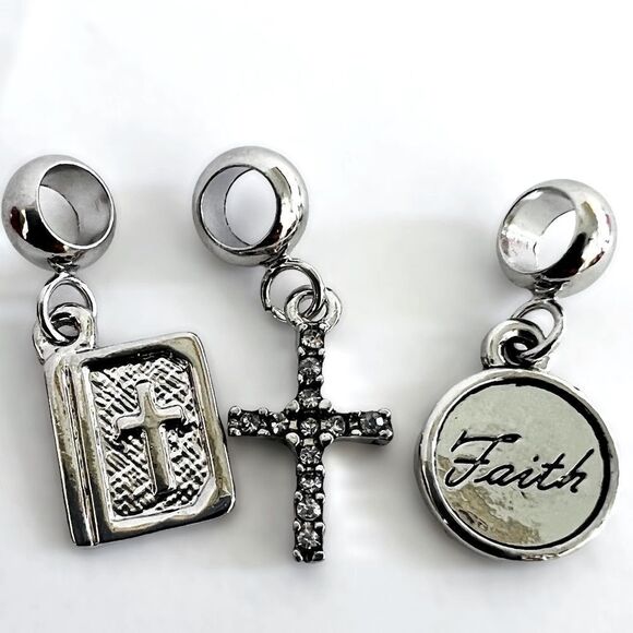 Bible Cross Faith Charm Set for Charm Bracelet or Necklace - Picture 1 of 8